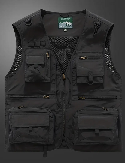 Men's Nylon Vest With Multi-Pocket Design and Zippered Pockets