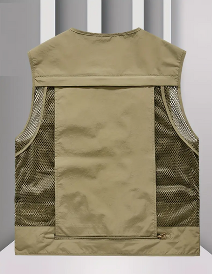 Men's Nylon Vest With Multi-Pocket Design and Zippered Pockets