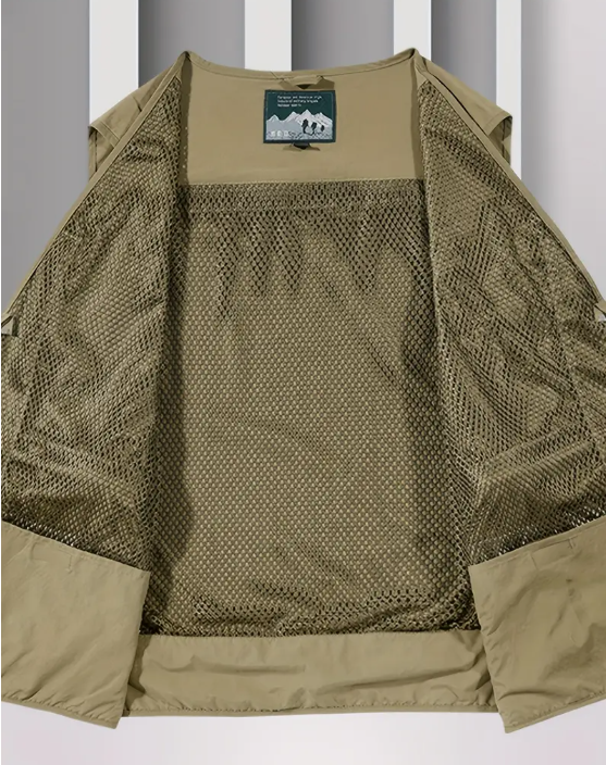 Men's Nylon Vest With Multi-Pocket Design and Zippered Pockets