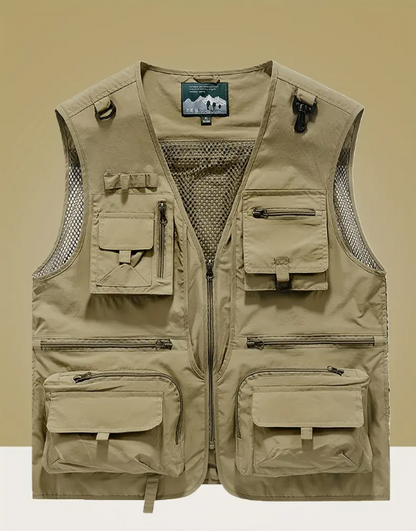 Men's Nylon Vest With Multi-Pocket Design and Zippered Pockets