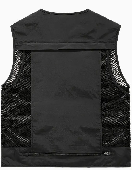 Men's Nylon Vest With Multi-Pocket Design and Zippered Pockets