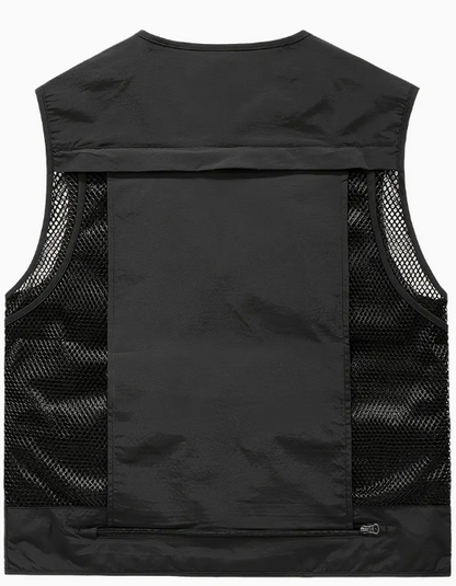 Men's Nylon Vest With Multi-Pocket Design and Zippered Pockets