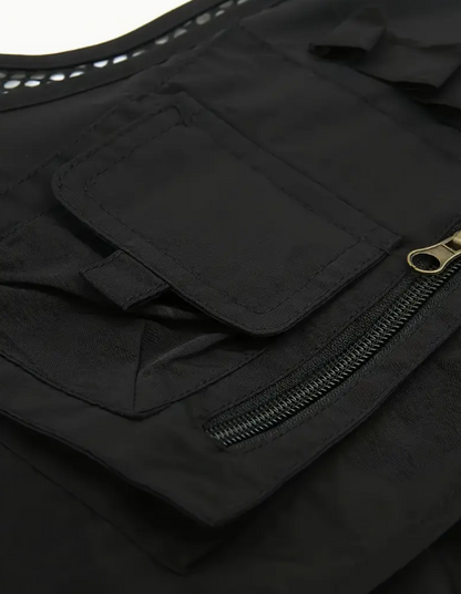 Men's Nylon Vest With Multi-Pocket Design and Zippered Pockets