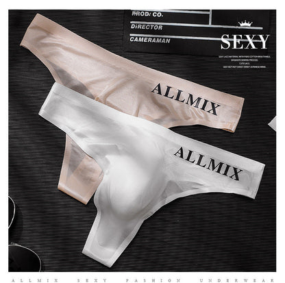 【 】Sexy Low Waist Transparent Ice Silk Seamless Thong